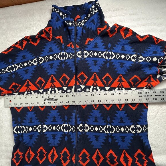 Lauren Ralph Lauren Active Womens Aztec Fleece Jacket 2X Blue & Red Cotton Zip U - Picture 6 of 7
